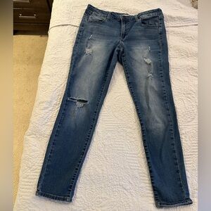 SO Women's Distressed Skinny Jeans - Blue
